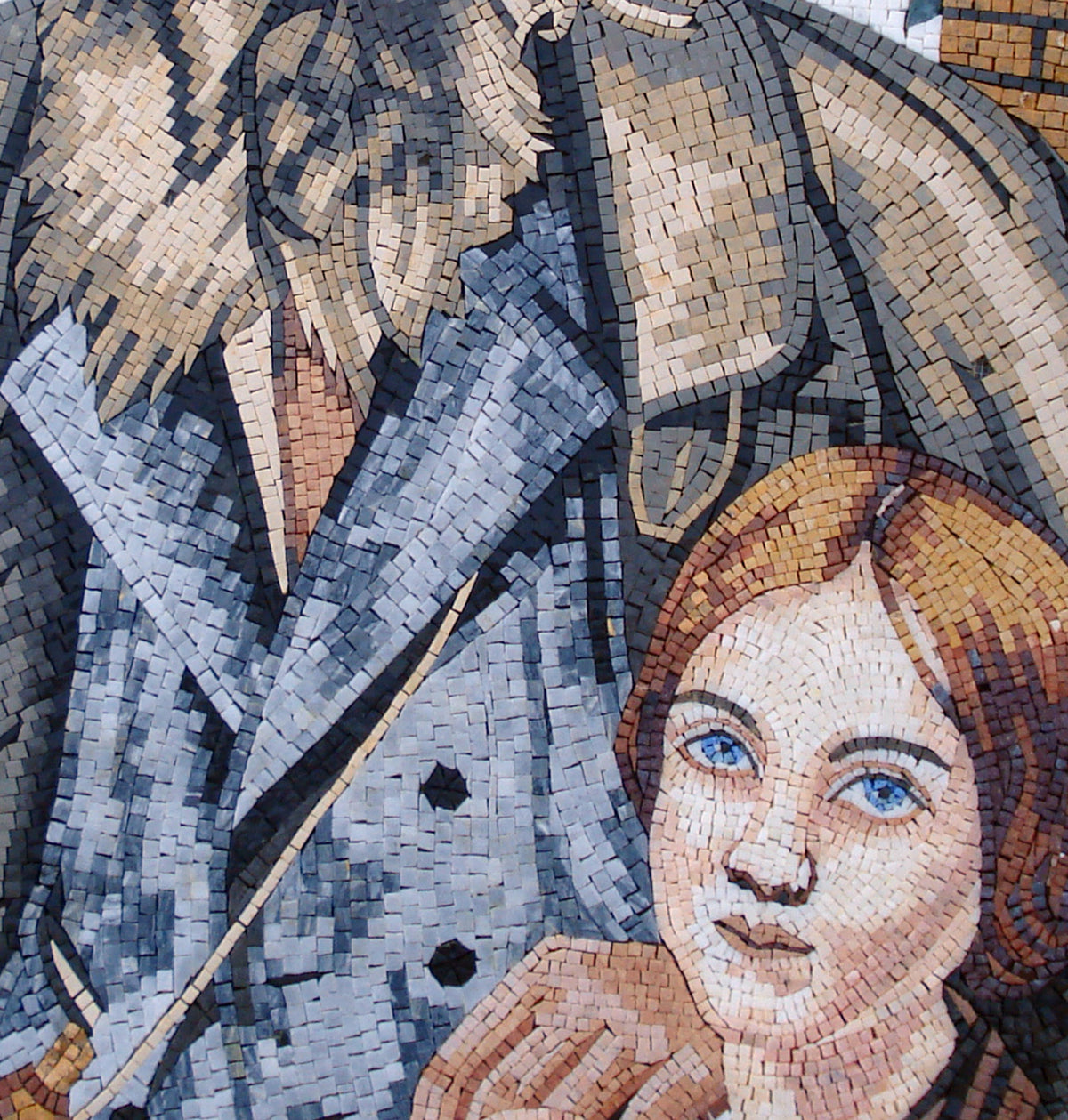 Handmade Marble Mosaic Tile: Blind Man Portrait, Interior & Outdoor Decor (52” x 32”)