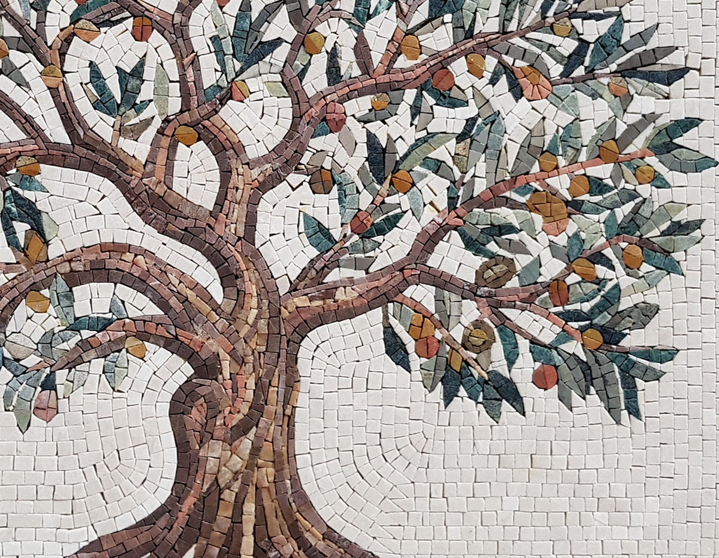 24” x 18" Olive Tree Backsplash Marble Mosaic – Handcrafted Kitchen Wall Art - Customization Available