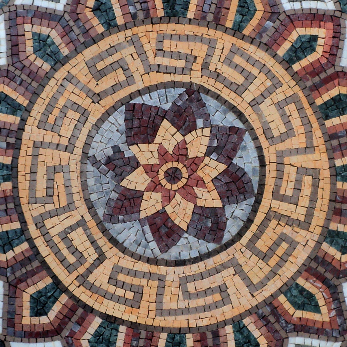Colorful Handmade Medallion Marble Mosaic Art Tile - Vibrant Stone Décor - Customization available