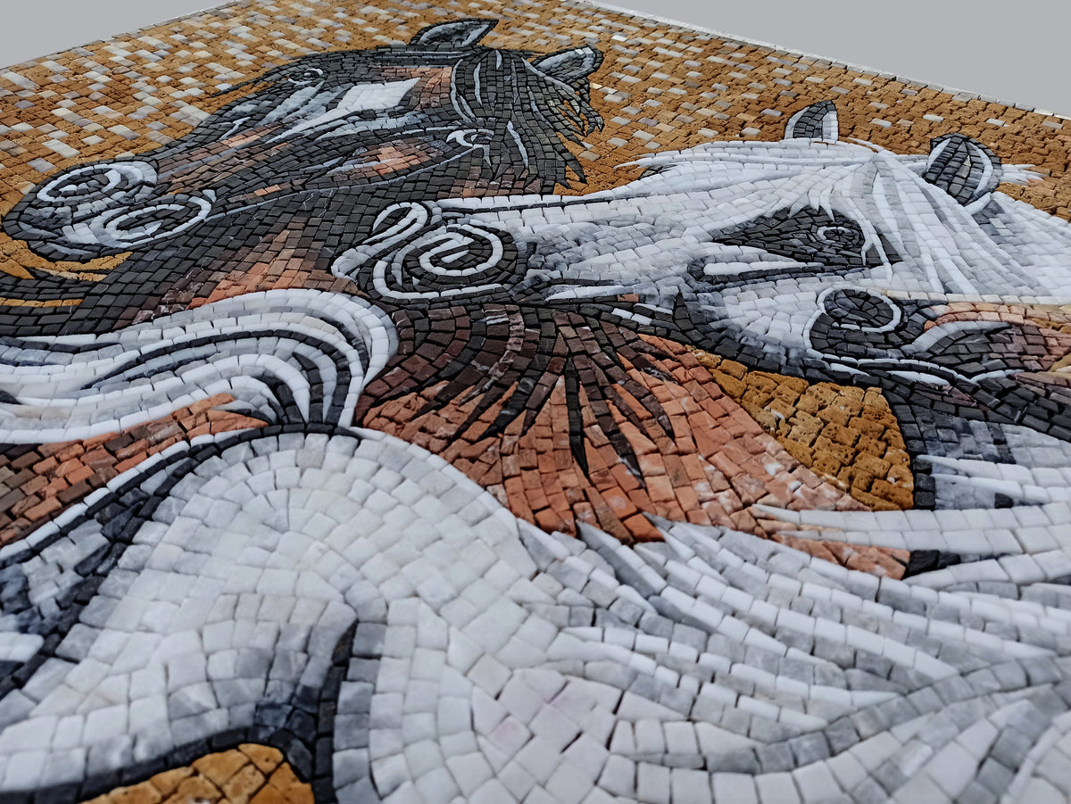 Handmade Horse Mosaic Tile Art: Rustic Western Decor (40” x 28”)