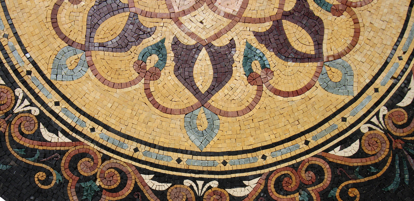 Romantic Nouveau Charm - Patterned Mosaic Medallion with Artistic Elegance