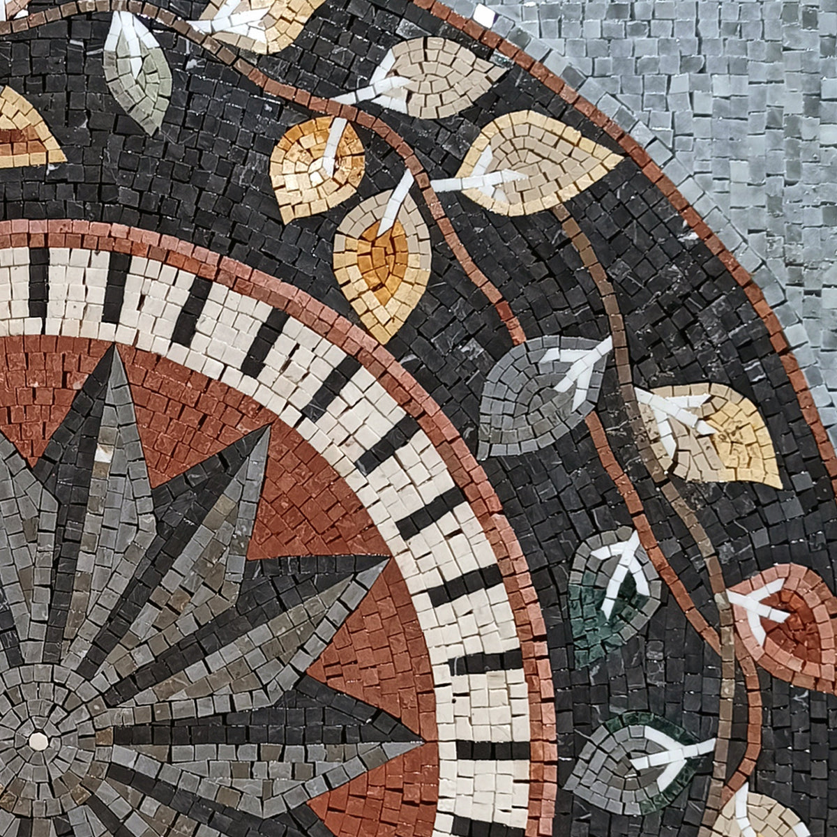 Handmade Marble Mosaic Tile: Leaf Pattern Medallion (40x40)