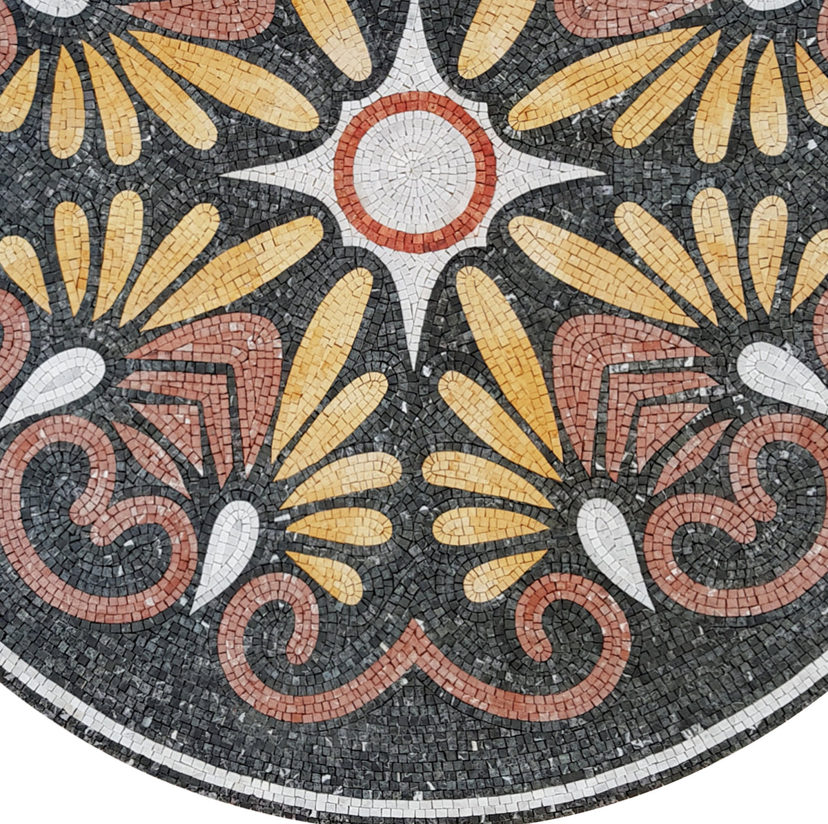 Handmade Marble Mosaic Medallion Art Tile: Pattern Décor (40" Diameter)