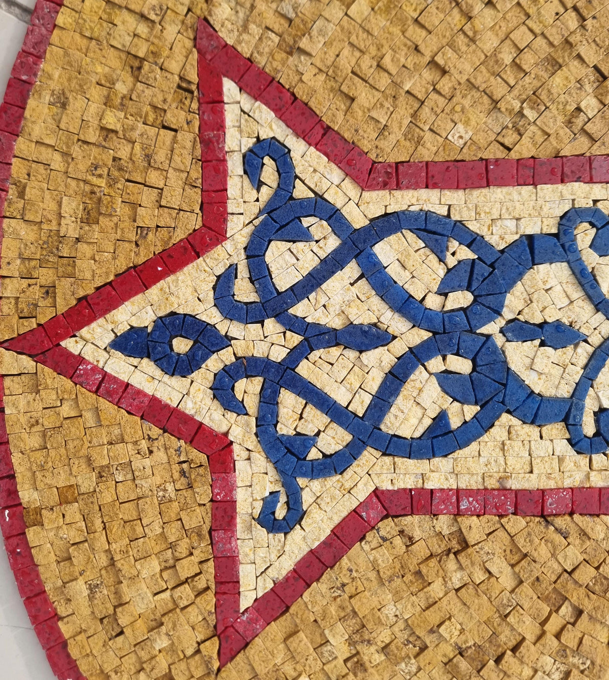 Custom Round Mosaic Plus Sign – Kitchen Wall Decor, Geometric Stone Medallion, customization available