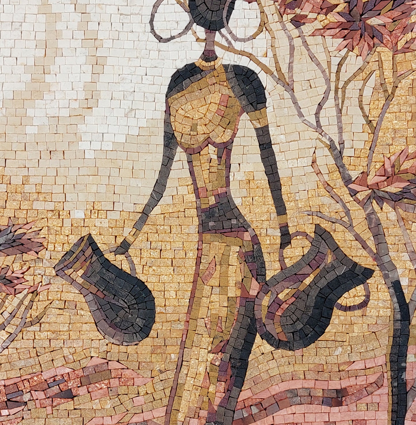 Handmade Farmer Woman Marble Mosaic Tile Art - 32” x 16"