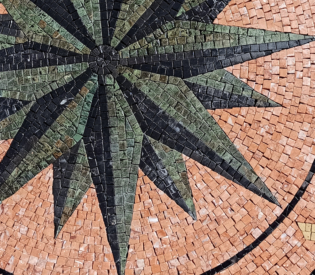 Artisanal Elegance: Handcrafted Compass Bathroom & Pool Medallion Tile Ideas - Customization available
