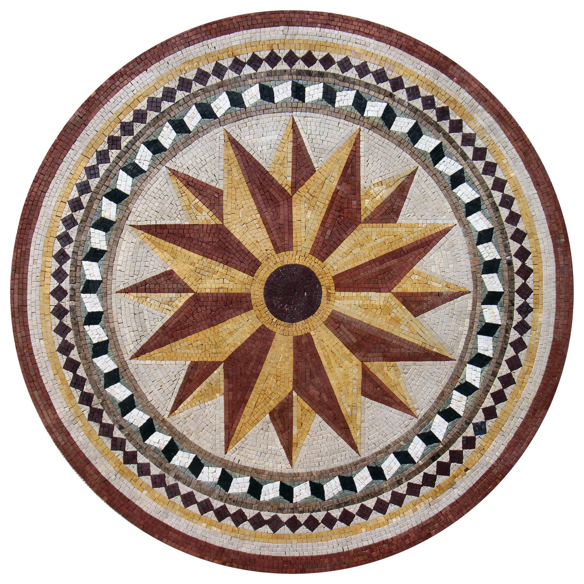 Crafted Brilliance - Handmade Geometric Star Flower with Patterned Rings Mosaic Medallion - Customization available