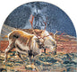 Reindeer Mosaic Tile Art: Handmade Marble Starry Night Wall Decor