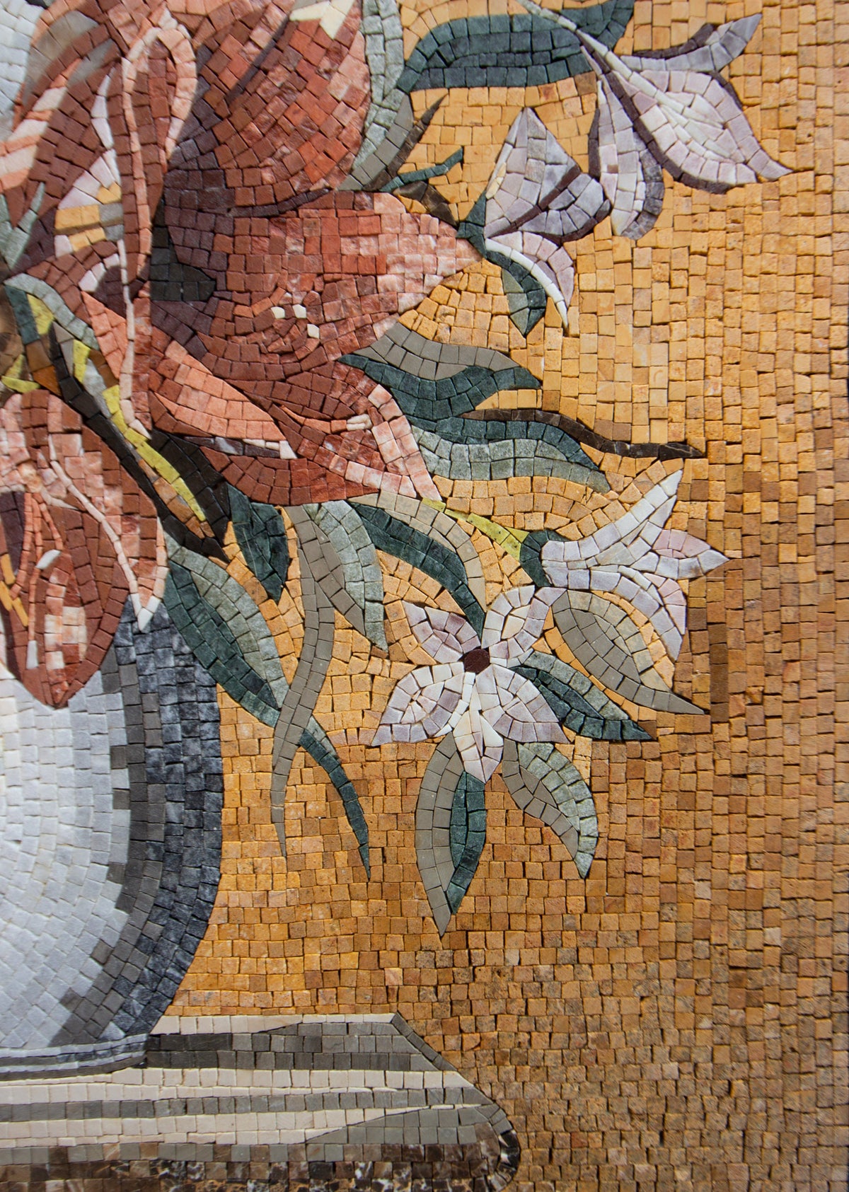 COLORFUL FLOWER ART- Handmade Flowers Vase Bouquet Mosaic Wall Artwork