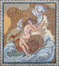 Handmade Nereid Mosaic Tile Art: Hippocamp Backsplash (80” x 68")