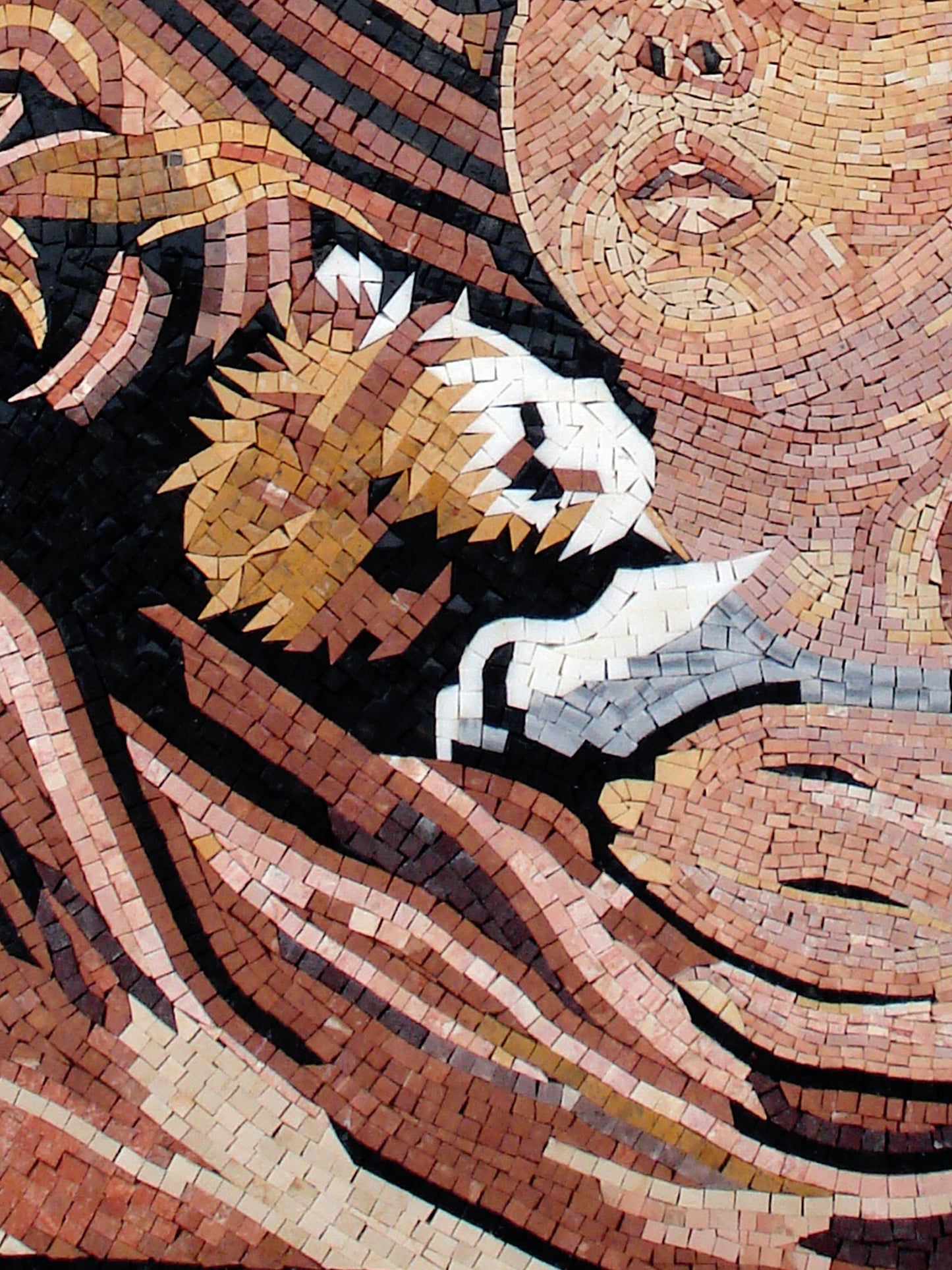 Handmade Mother and Child Marble Mosaic Tile Art (40” x 28")