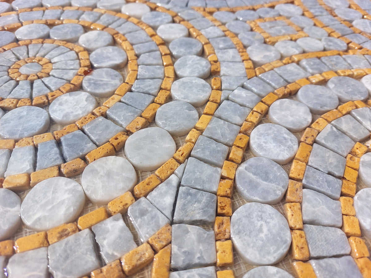 Handmade Circle Pattern Marble Mosaic Tile: Indoor/Outdoor