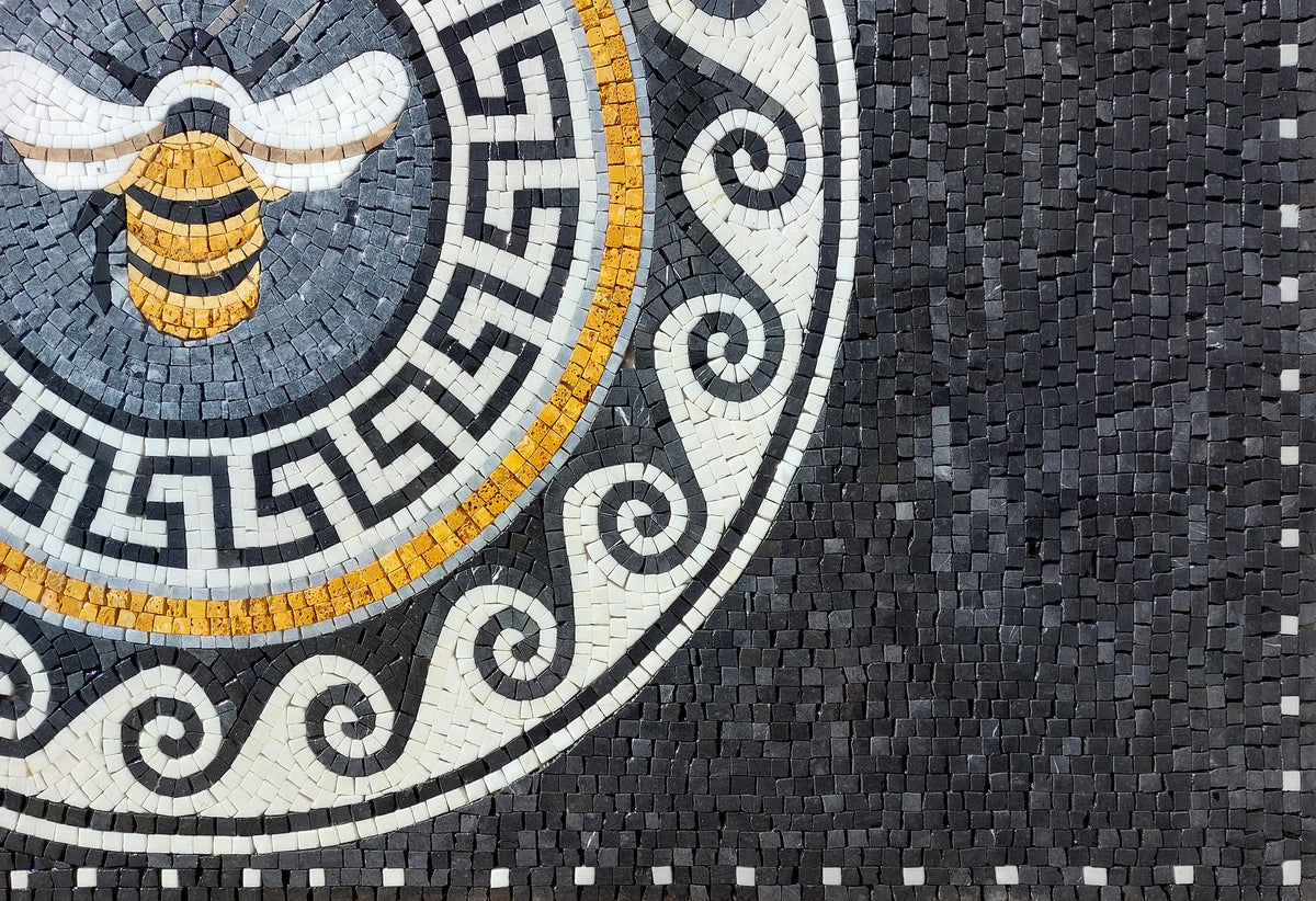 Handmade Bee Mosaic Tile: Marble Backsplash, Wall and Floor Art