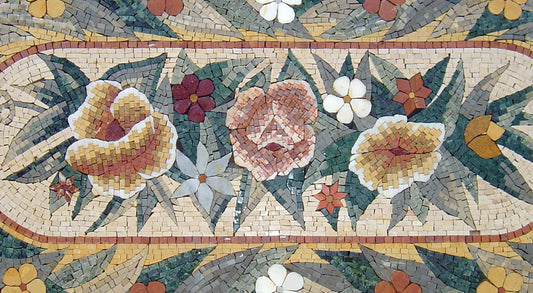 Floral Mosaic Rug: Handmade Stone Carpet, Colorful Home Decor