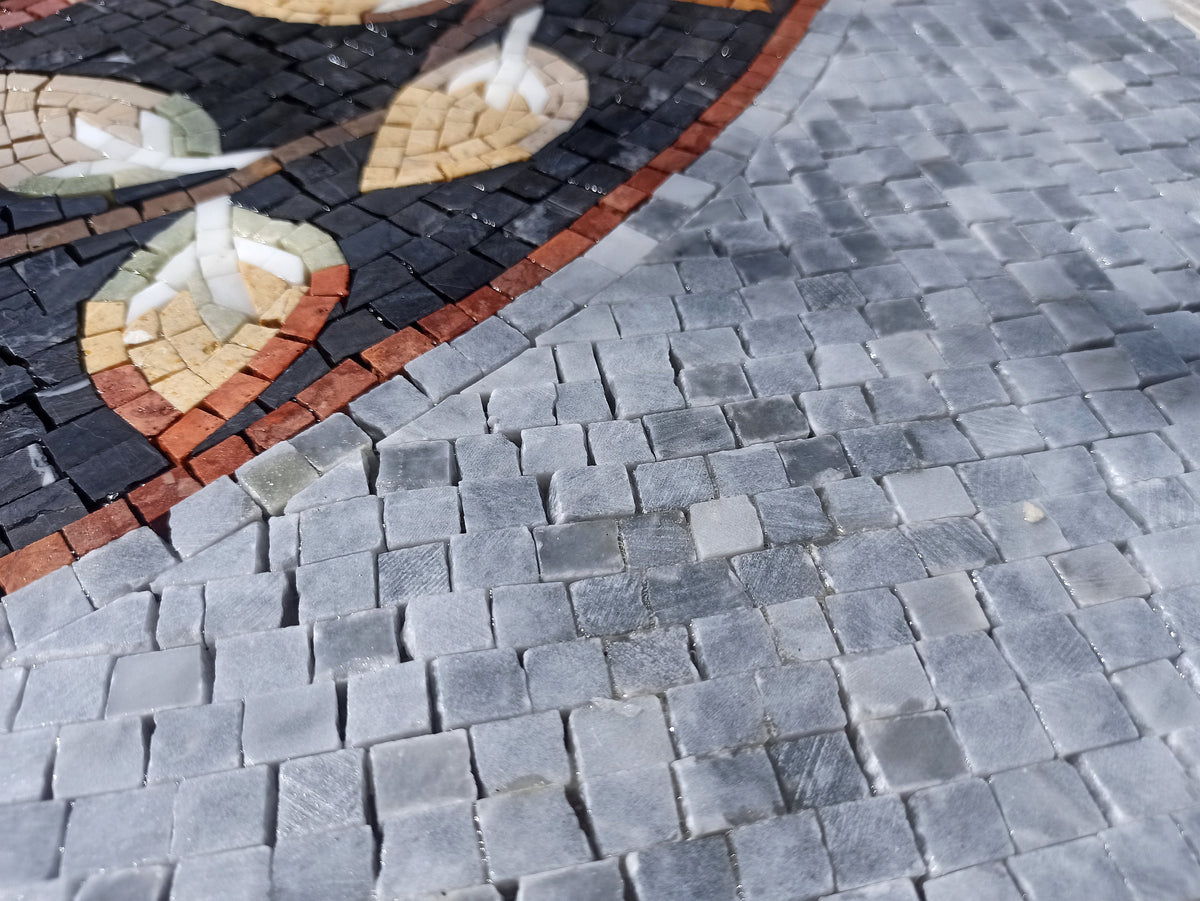 Handmade Marble Mosaic Tile: Leaf Pattern Medallion (40x40)