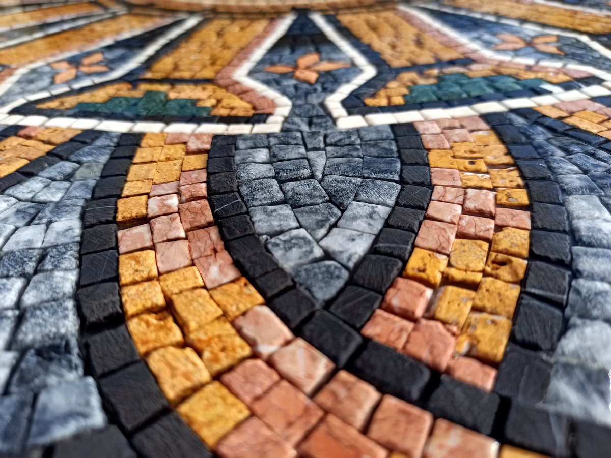 Floral Harmony - Handmade Medallion Marble Mosaic - Stone Décor Art Tile - Customization available