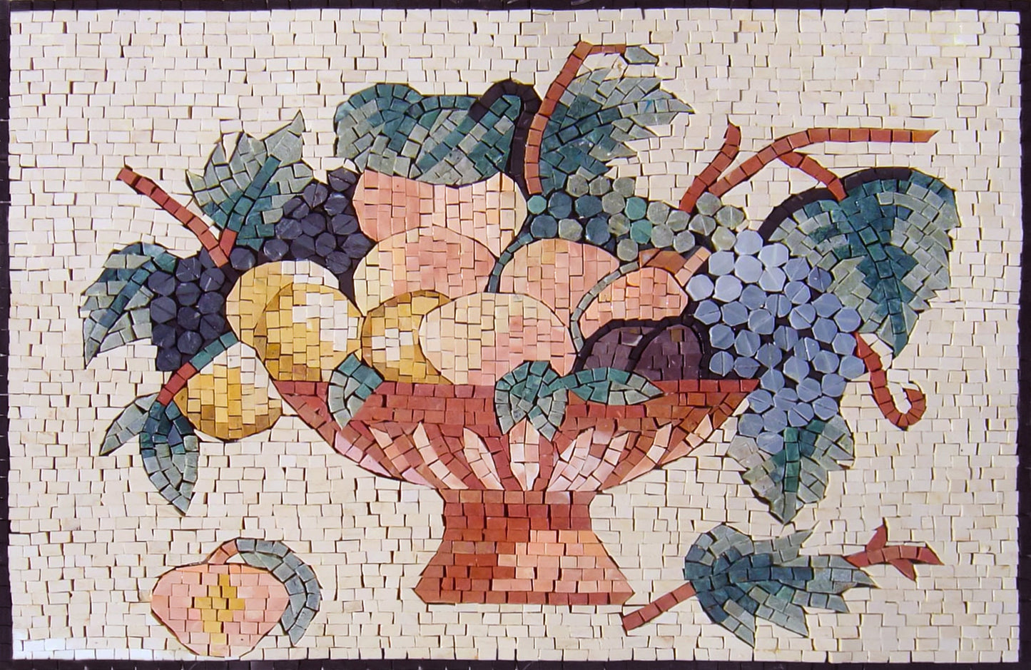 Handmade Fruit Basket Marble Mosaic Tile Backsplash (30” x 20”)