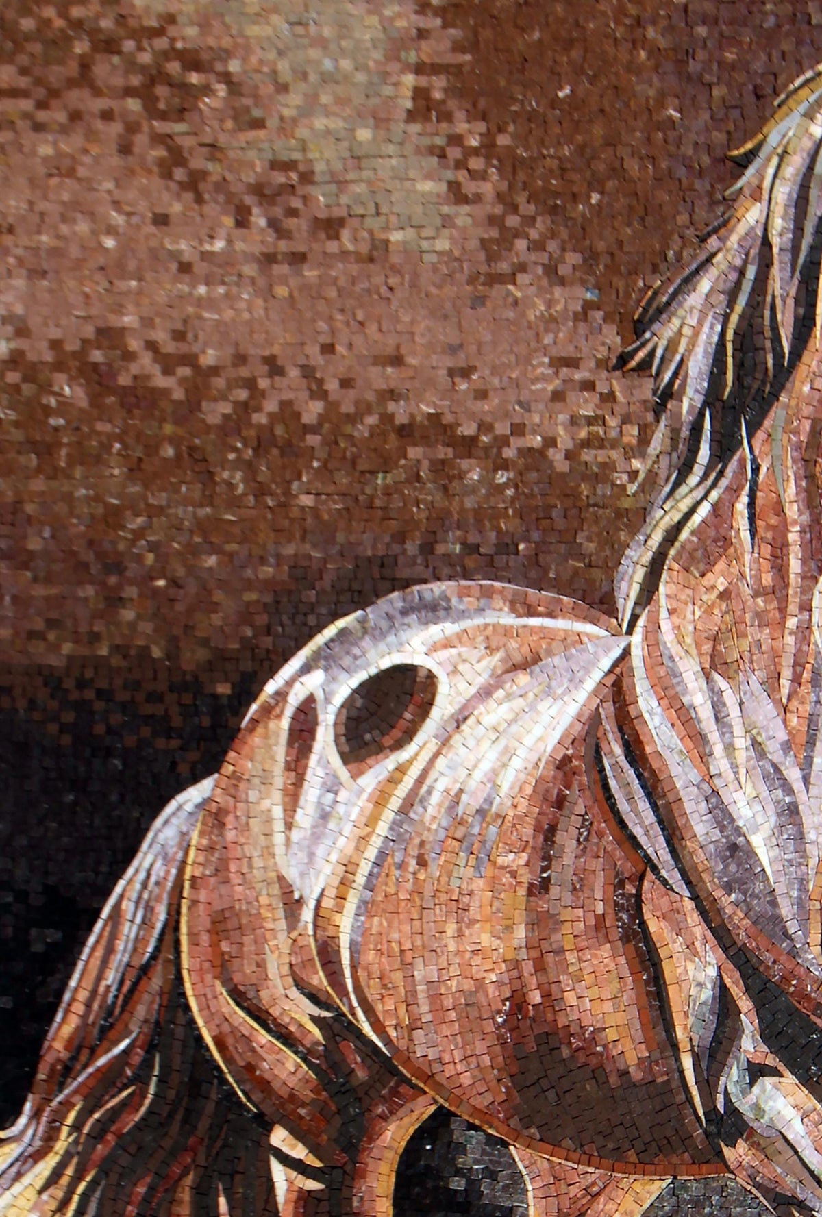 Handmade Horse Mosaic Tile Art: Marble Stone Wall Decor (52” x 36”)