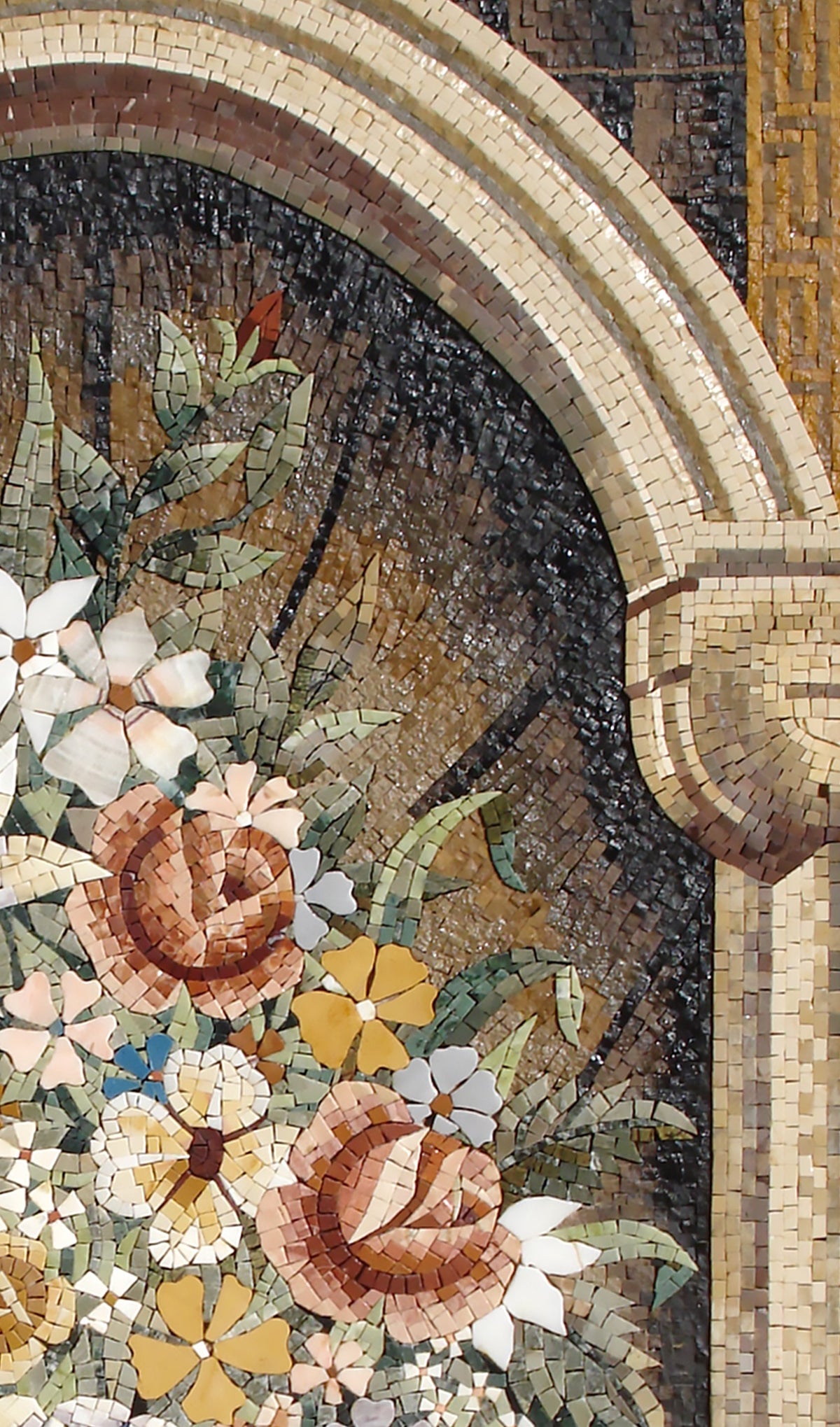Handmade Flowers Vase Marble Mosaic Wall Art: Home Decor (60” x 36”)
