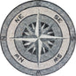 Handmade Marble Mosaic Medallion: Compass Rose Nautical Tile (28" Diameter)