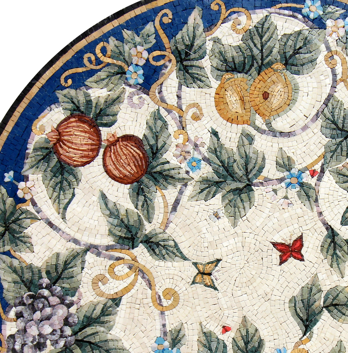 Floral Elegance - Handcrafted Round Mosaic Medallion Art Tile - Customization available
