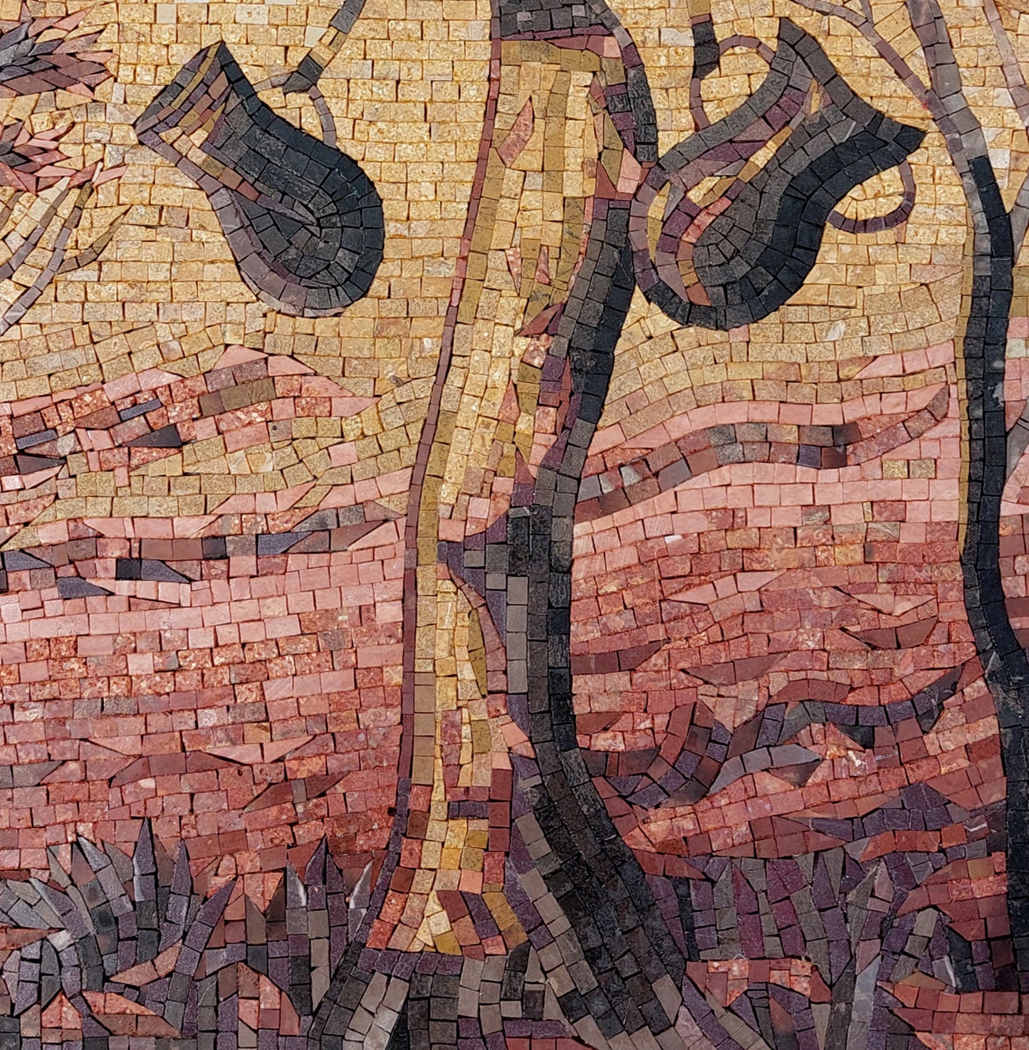 Handmade Farmer Woman Marble Mosaic Tile Art - 32” x 16"