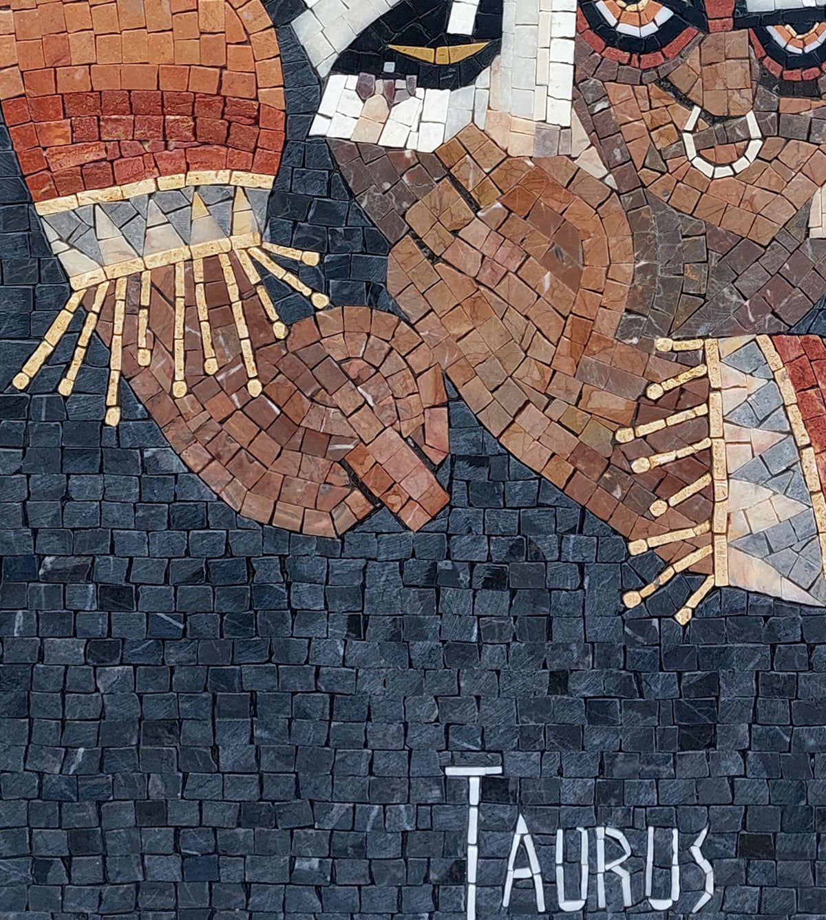 Taurus Zodiac Mosaic Tile Art: Handmade Stone Symbol