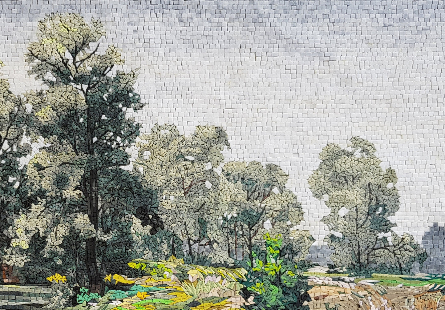 Handmade Forest River Mosaic Tile Art: Indoor/Outdoor Wall Decor