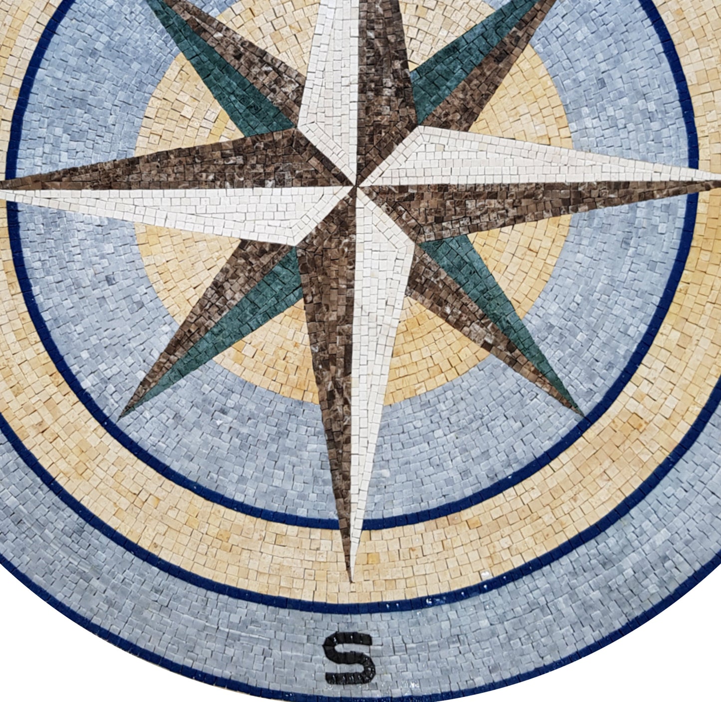Sailing Serenity - Compass Rose Nautical Marble Mosaic Medallion Flooring Tiles - Customization available