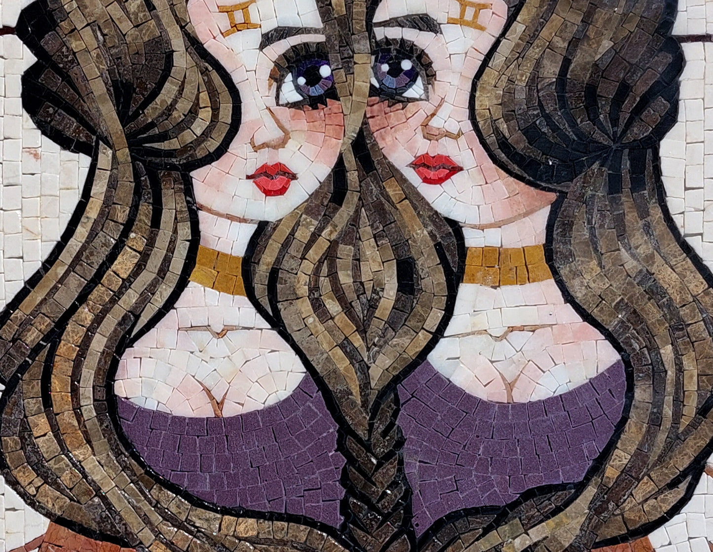 Handmade Gemini Zodiac Mosaic Tile Art: Astrologist Gift