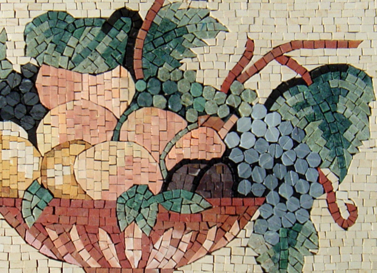 FRUIT WALL ART - Mosaic Marble Tile Wall Art - Nature Backsplash Tile Art - Wall Hanging Kitchen Wall Decor