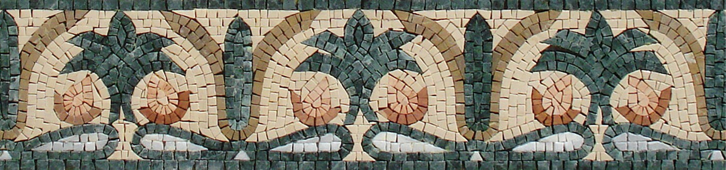 Floral Mosaic Tile Border: 8" x 40" Bathroom Wall Decor