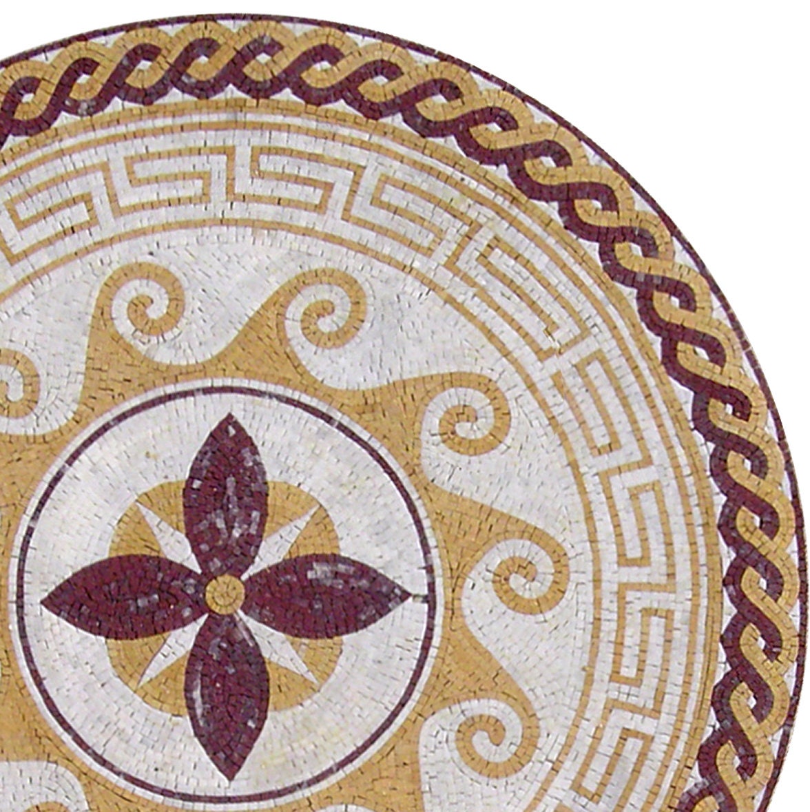 Handmade Marble Mosaic Medallion Art Tile: 60" Natural Stone Flooring