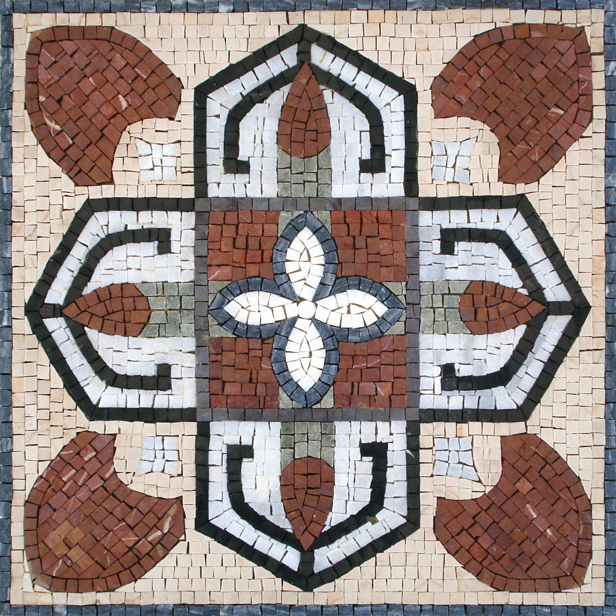 Handmade Medallion Mosaic Tile: 24" Square Marble Inlay