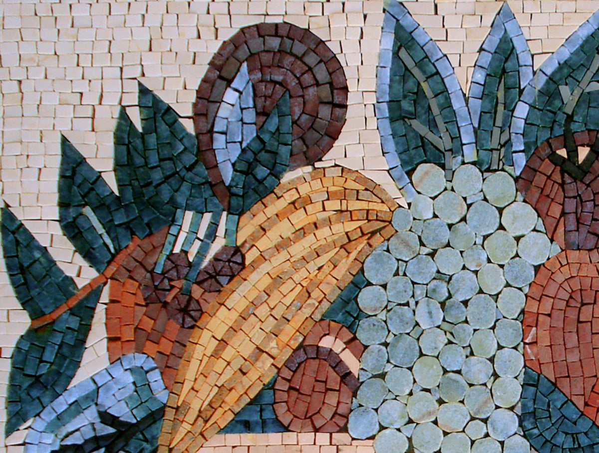 Handmade Marble Mosaic Tile Art: Kitchen Backsplash Wall Decor (28” x 20”)
