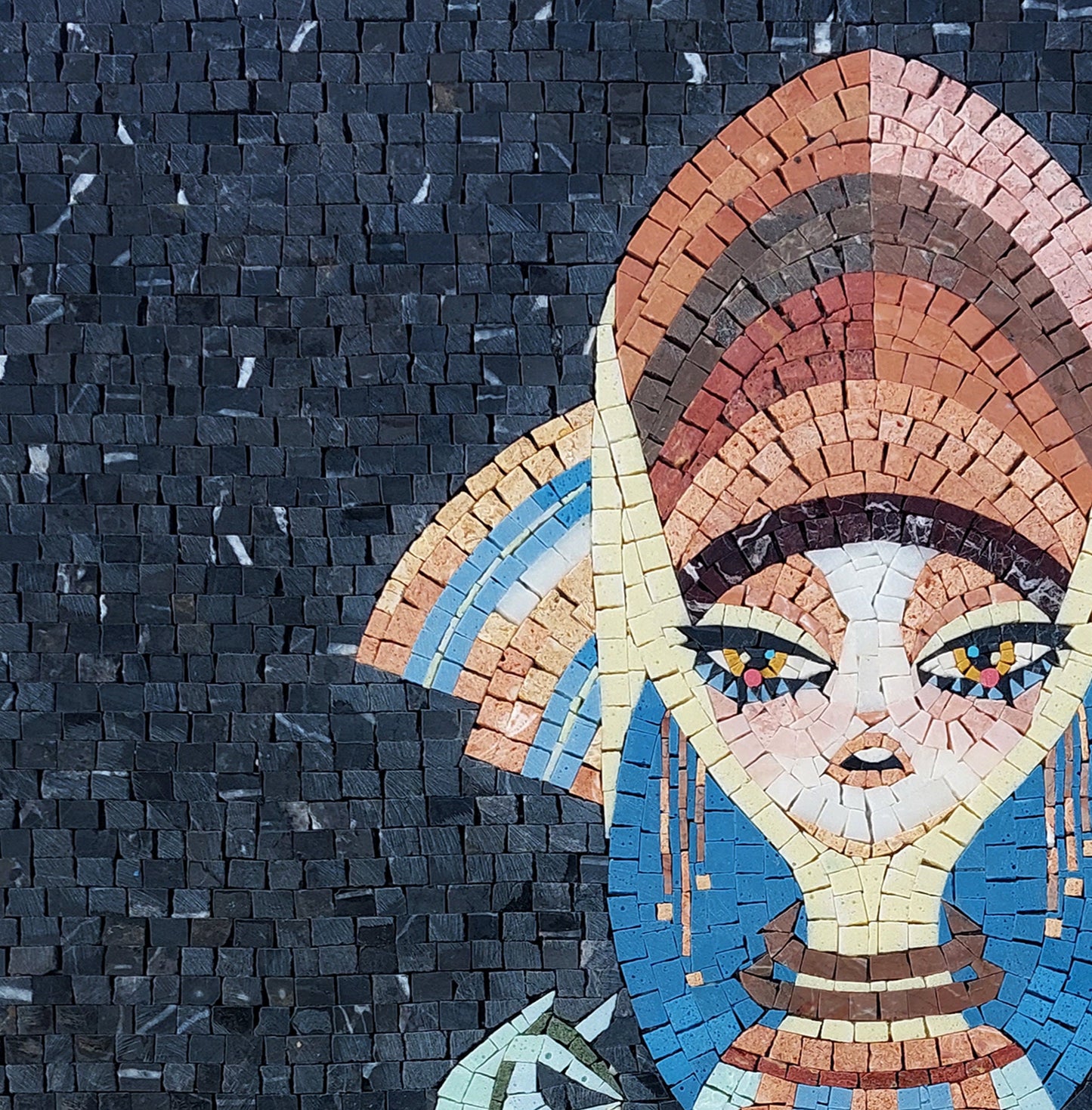 Handmade Libra Zodiac Mosaic Tile Art: Living Room Wall Decor