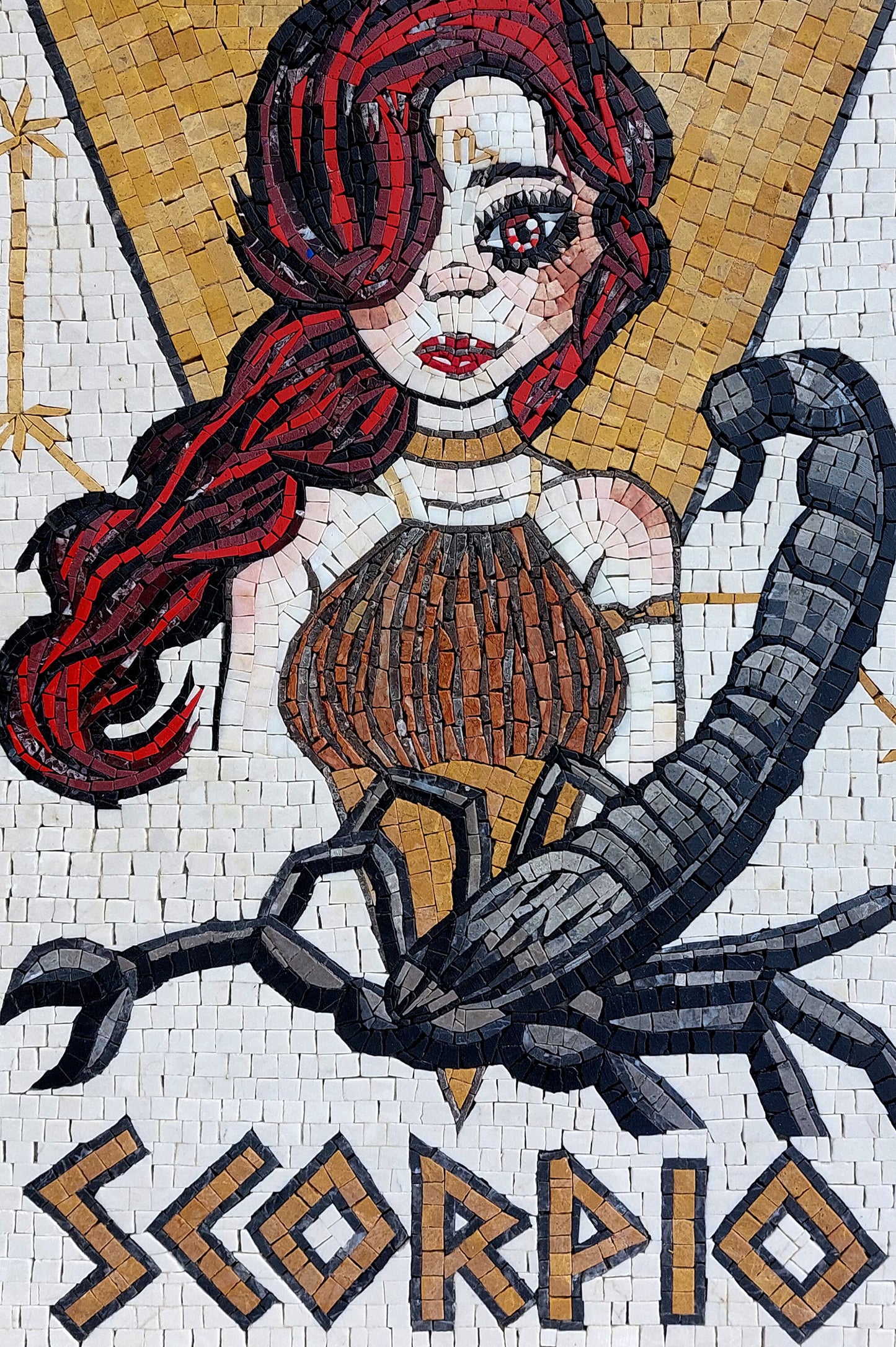 Handmade Scorpio Zodiac Mosaic Tile Art: Home Wall Decor (30" x 20")