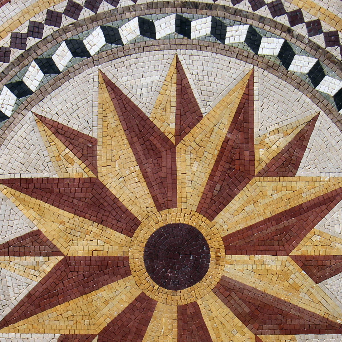 Crafted Brilliance - Handmade Geometric Star Flower with Patterned Rings Mosaic Medallion - Customization available