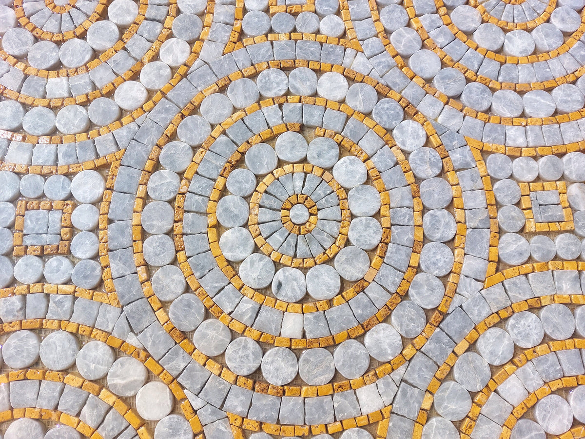 Handmade Circle Pattern Marble Mosaic Tile: Indoor/Outdoor