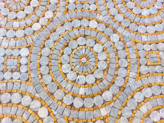 Handmade Circle Pattern Marble Mosaic Tile: Indoor/Outdoor