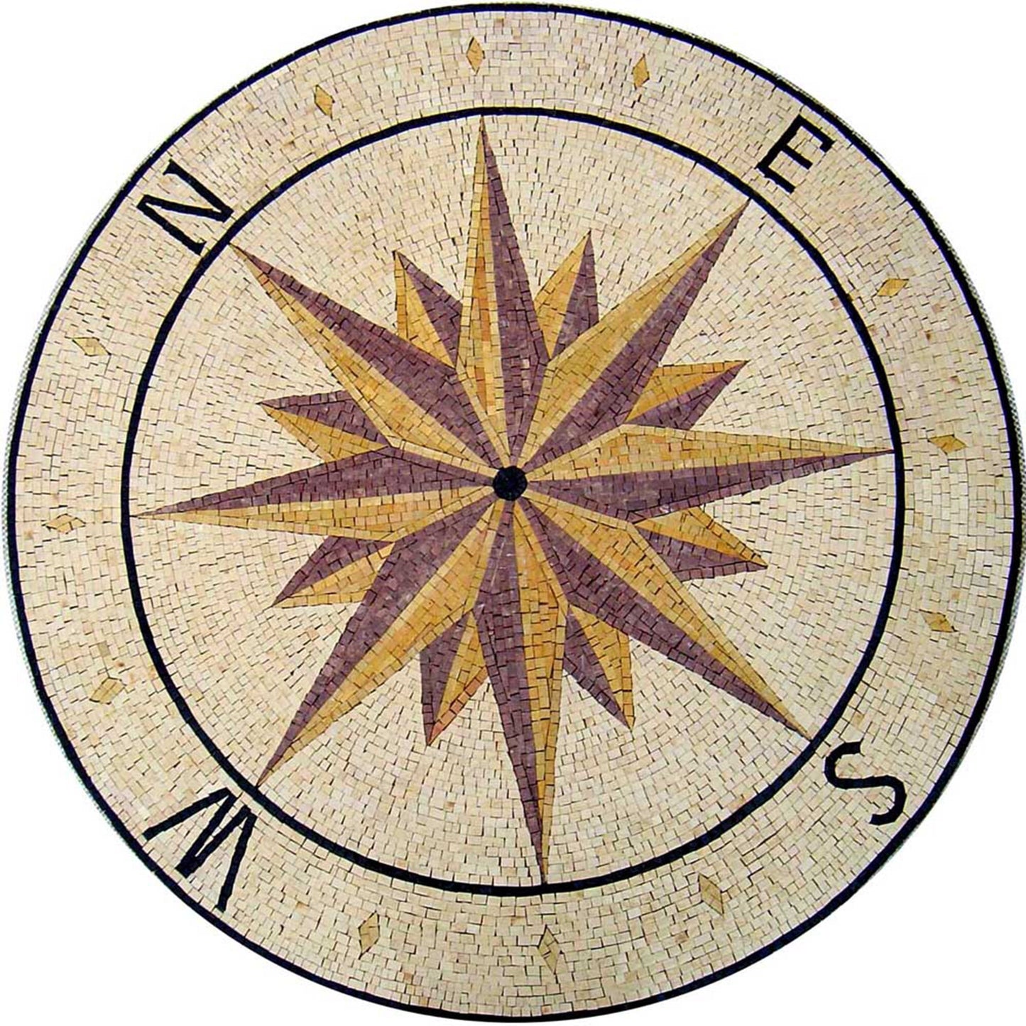 Navigational Elegance - 32" Handmade Compass Pattern Mosaic Medallion Art Tile Décor - Customization available