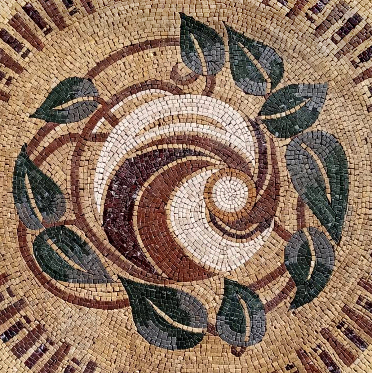 Handmade Leaf Mosaic Tile: 36” Square Marble Backsplash