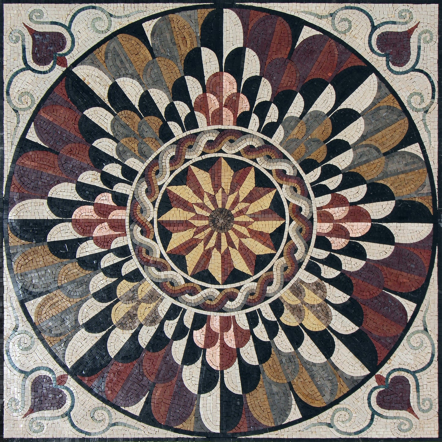 40" Backsplash Custom Marble Mosaic Tiles. Customization available, for Flooring. Indoor/Outdoor. Handcrafted Roman Mosaics