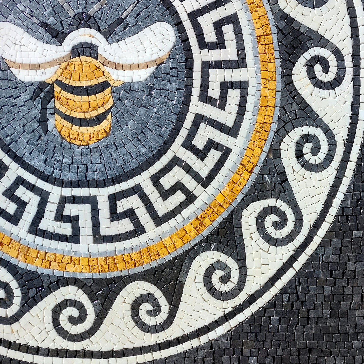 Handmade Bee Mosaic Tile: Marble Backsplash, Wall and Floor Art