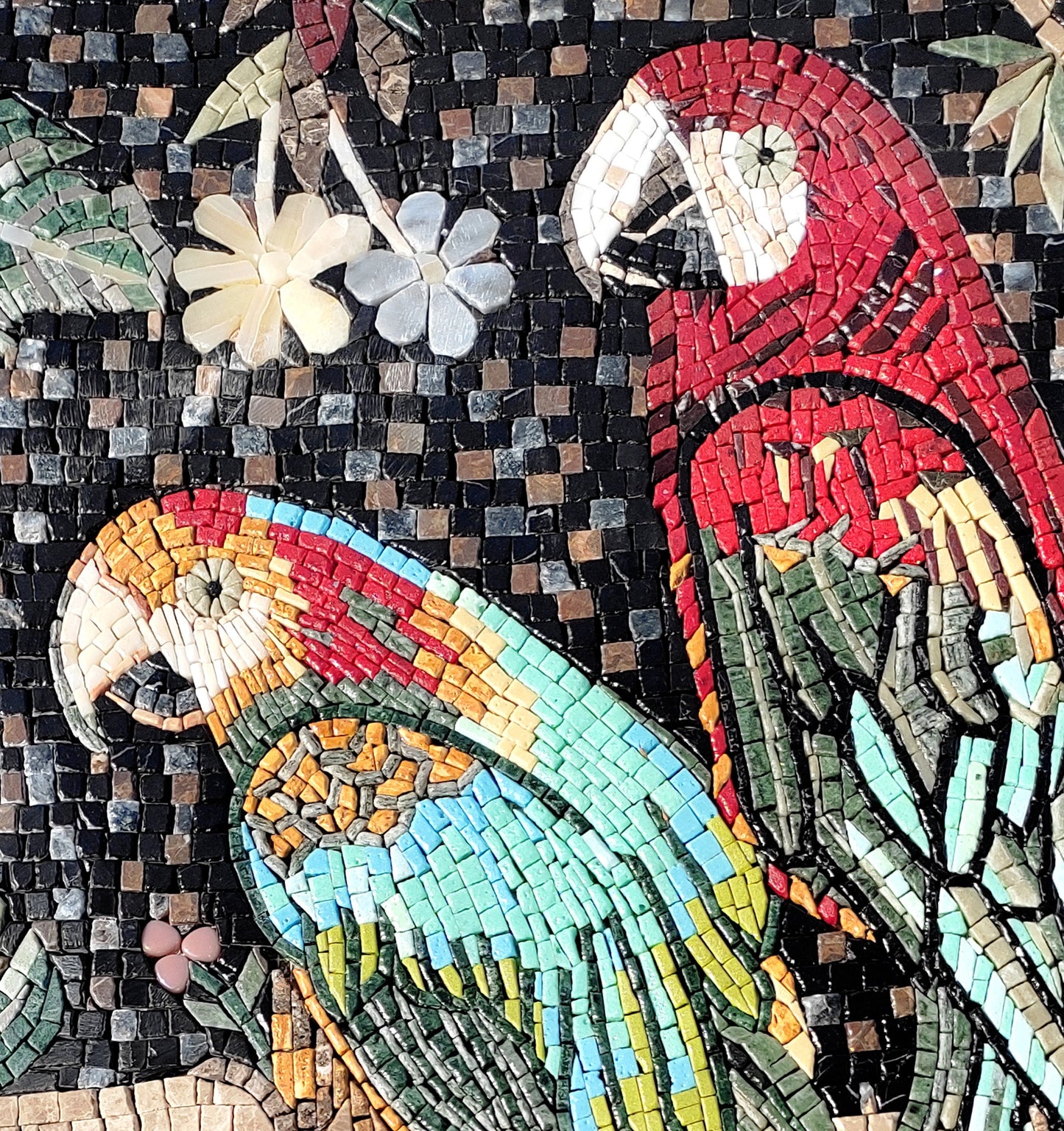 Handmade Macaw Parrot Mosaic Tile Art: Colorful Stone Wall Decor