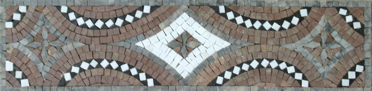 Floral Mosaic Border: Geometric Marble Tile Art (40x6")