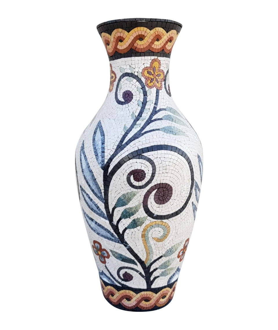 Handmade Marble Mosaic Vase: Floral Stone Art, Home Decor