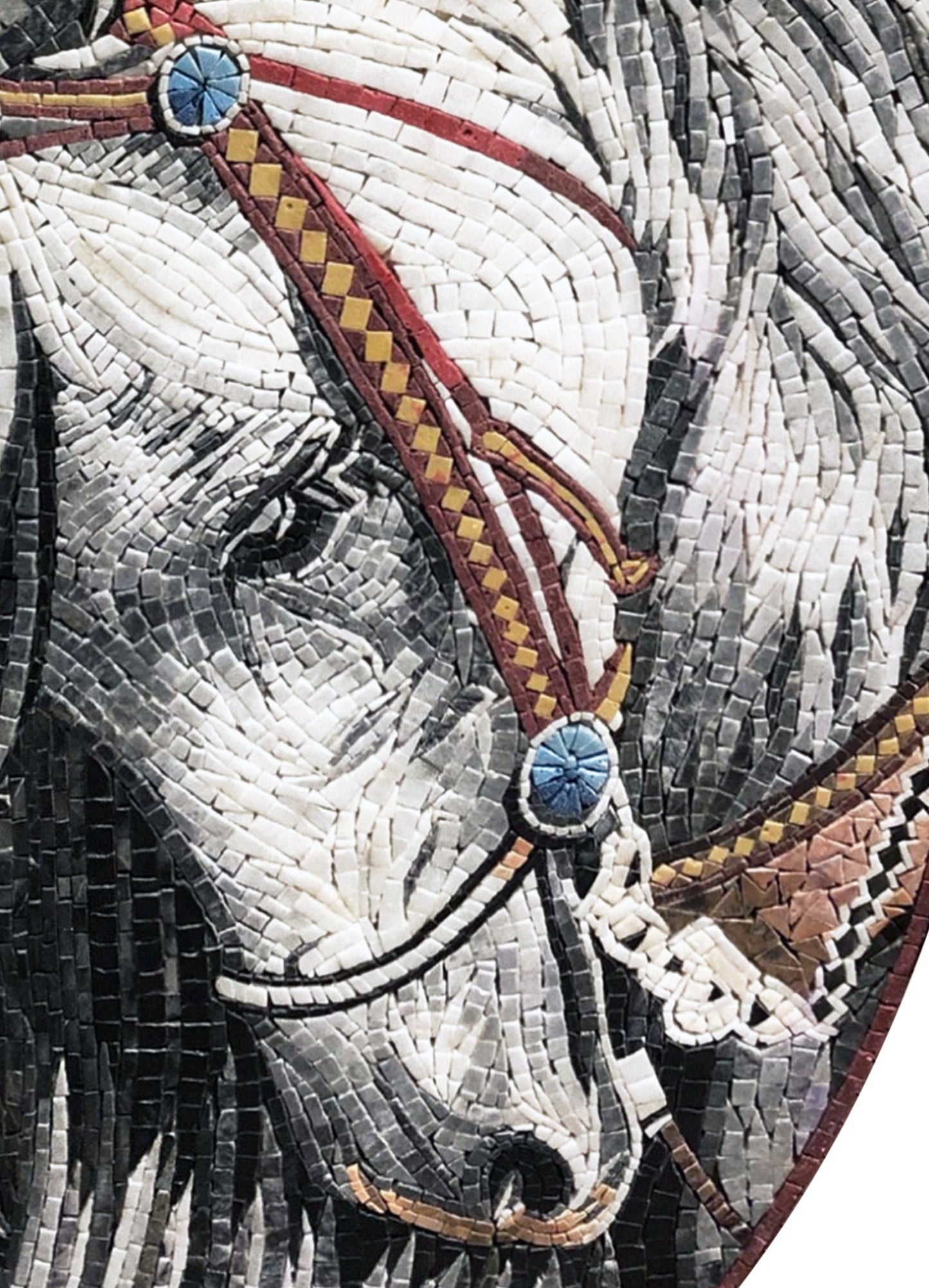 Handmade Horse Mosaic Tile Art: Marble Stone Mural (32” x 24”)
