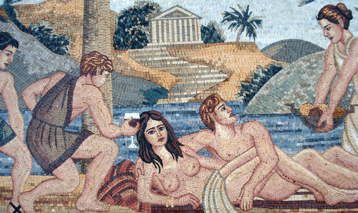 Handmade Roman Mosaic Tile: Decadence Reproduction, Marble & Stone