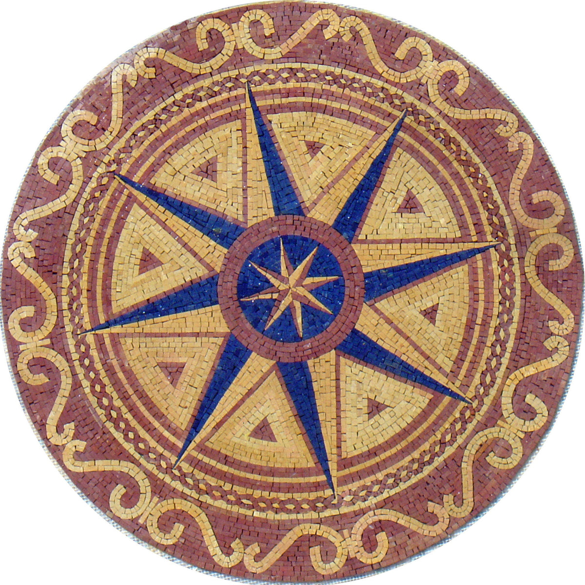Artisan Craft: Handmade Compass Rose Nautical Marble Mosaic Medallion Flooring Tiles - Customization available
